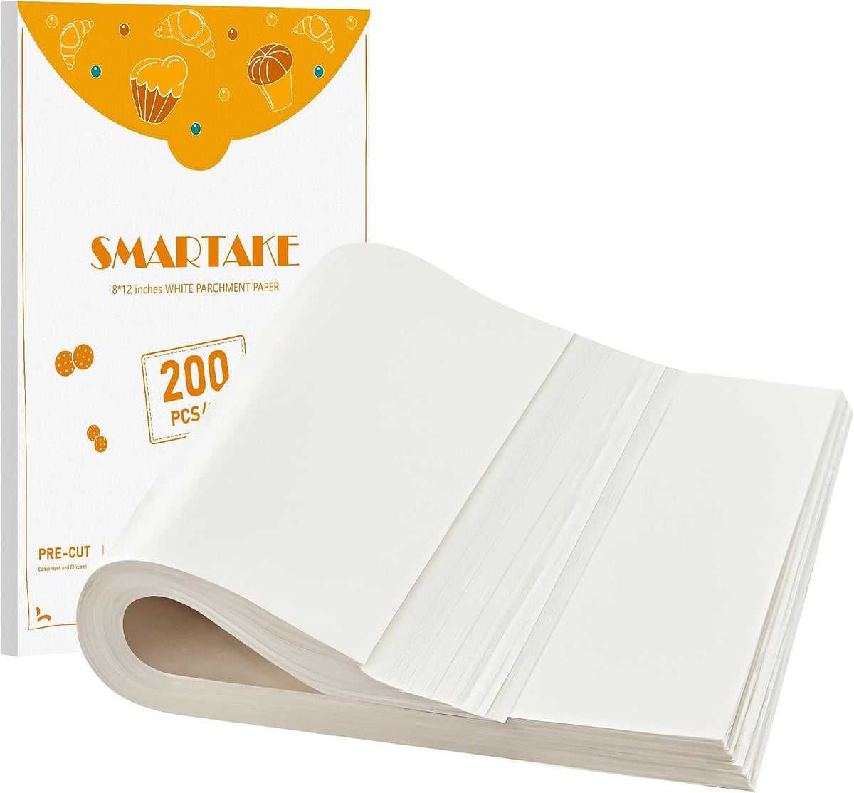 200 Pcs White Parchment Paper Sheets, 8x12 Inches, Non-Stick