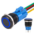 TOKCKYBL 19mm Latching Push Button Switch 12V DC, IP65 Waterproof