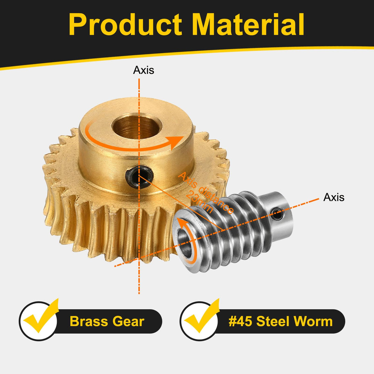 uxcell Worm Gear Set Right Rotation 30T 1 Module 30:1 Reduction Rate