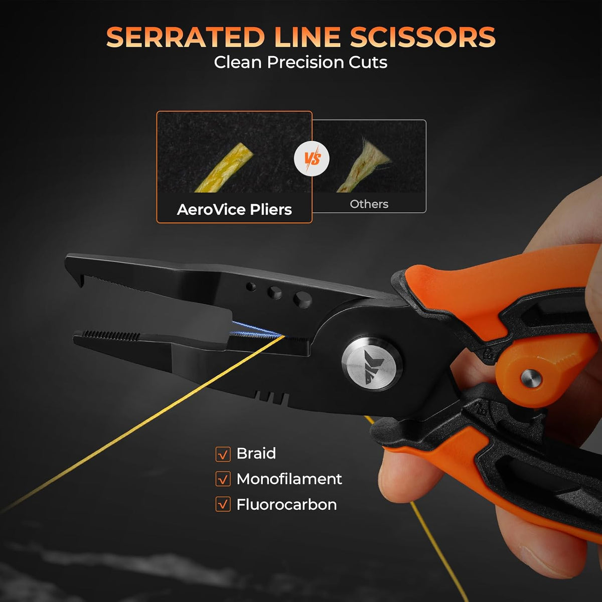 AeroVice 7.5” Fishing Pliers, Saltwater Resistant Fishing Gear | 420 Stainless Steel, Non-Slip Handles, Uni-Body