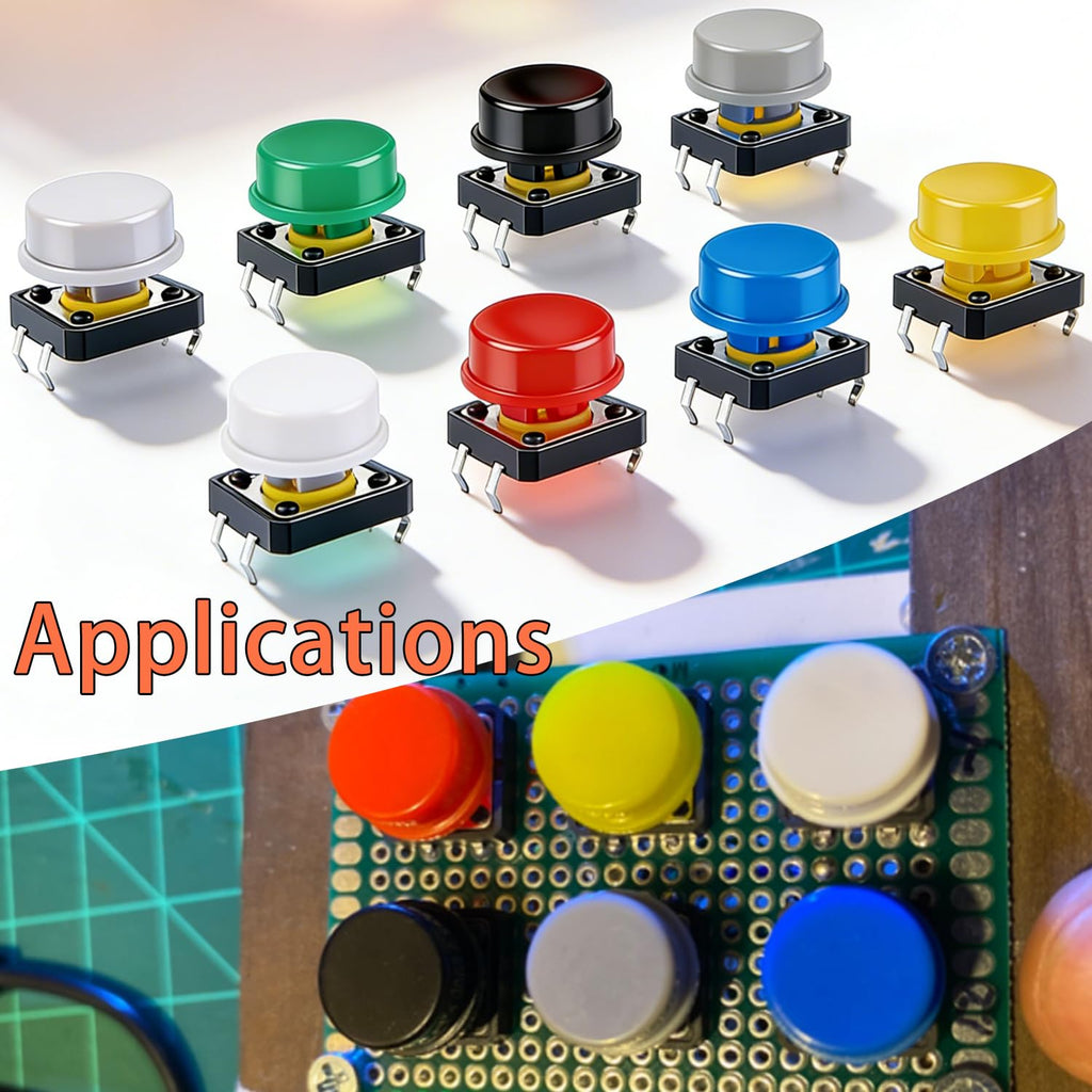 TWTADE/140PCS Micro Momentary Tactile Push Button Switch 4 Pin 12x12x7.3mm Tact Switch Assortment Kit with Switch Caps (70Sets)