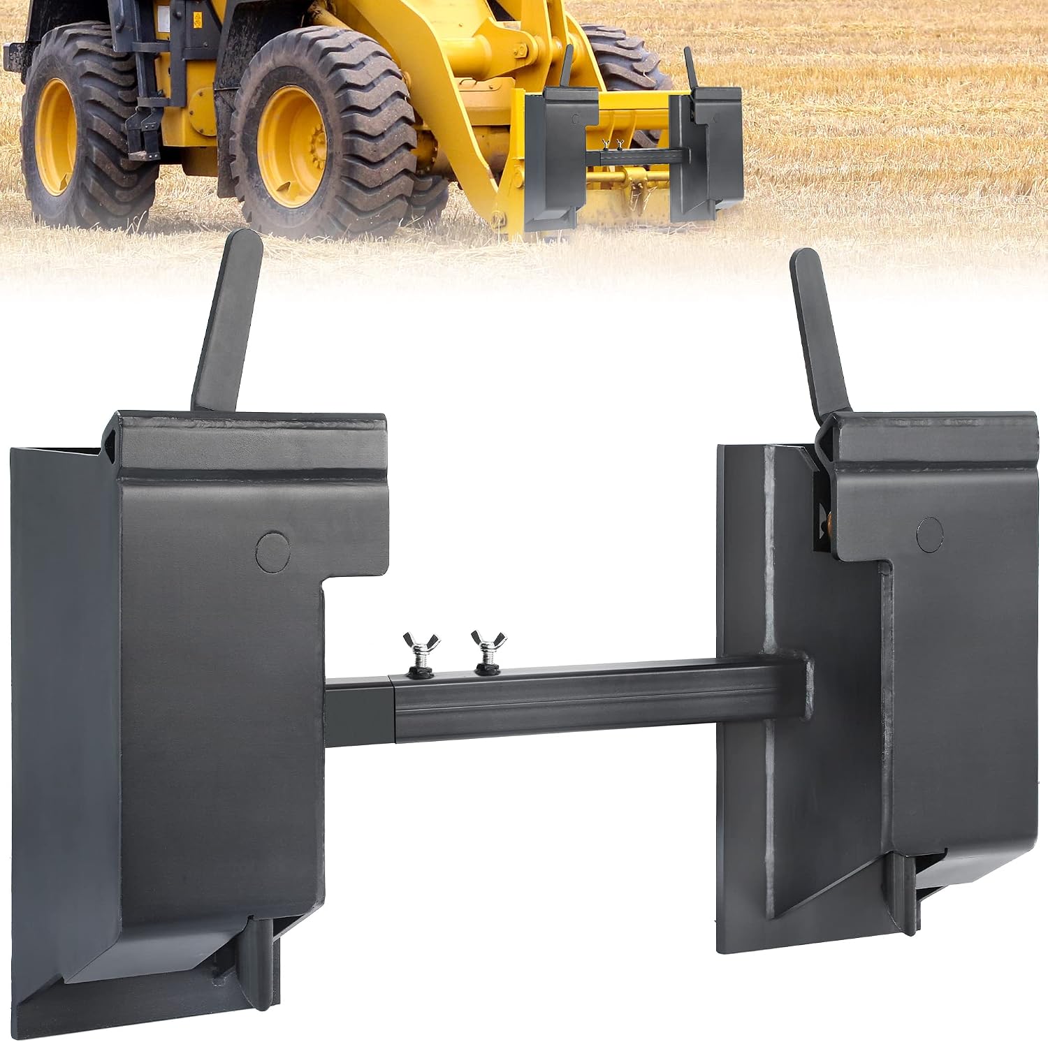 Global Skid Steer Adjustable Quick Attach Adapter Conversion | Universal Heavy Duty 4000LBS Capacity, Adjustable