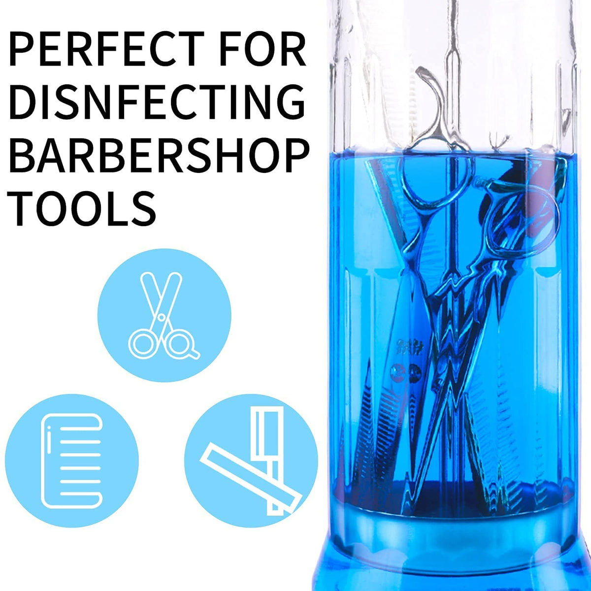 Glass Disinfectant Jar, 50 Oz Large Sterilizing Jar for Manicure & Pedicure Implements, Salon Barber Tools - 11.7"H x