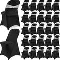 50 Pack Chair Covers and Sashes for Folding Chair, Black, Silver