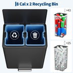 Dual Trash Can Stainless Steel Kitchen Recycling Bin Foot Pedal