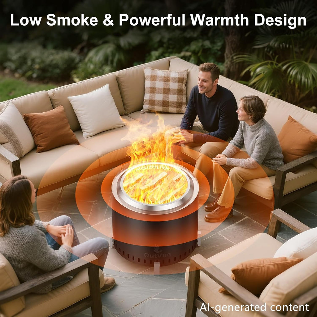 19.5 inch Stainless Steel Smokeless Fire Pit with Tote Bag