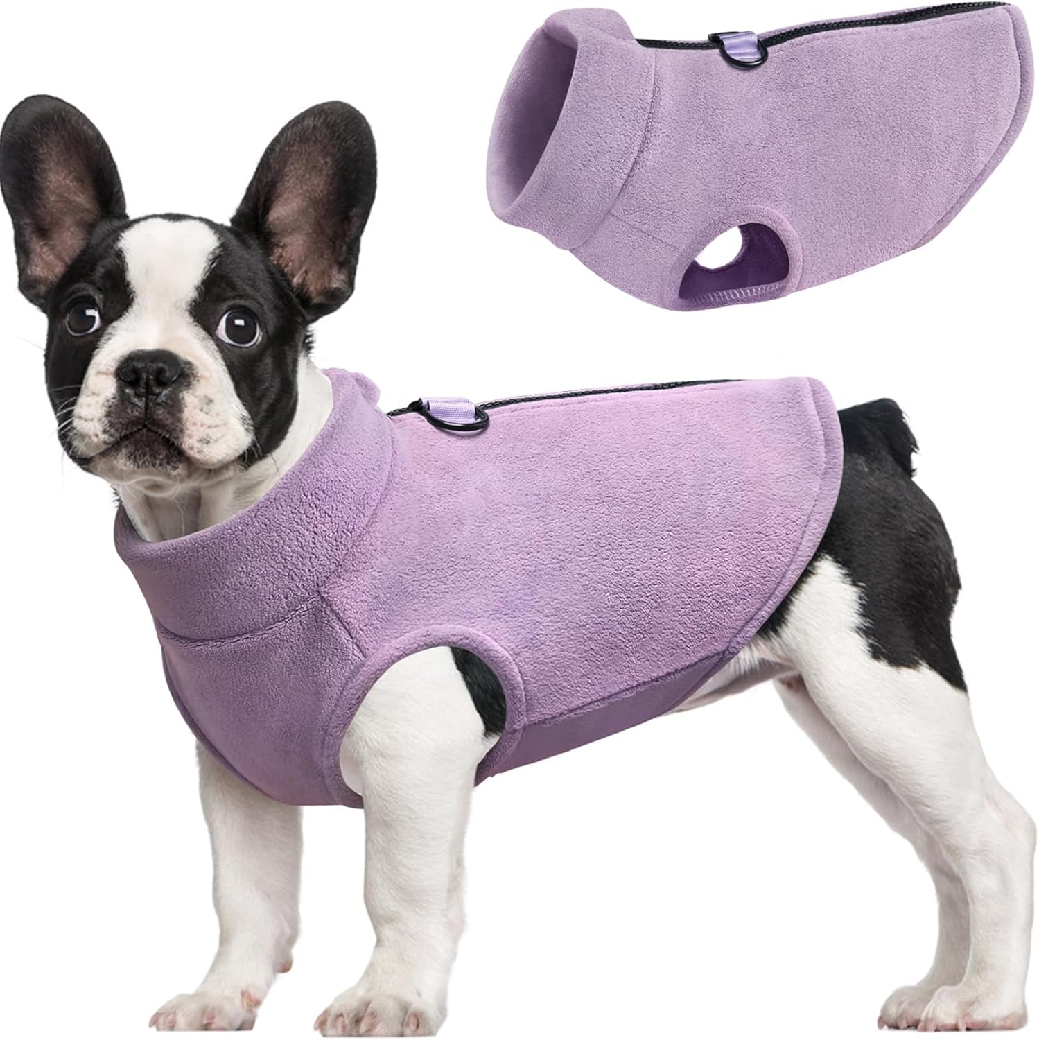 Dog Fleece Vest Sweater Zip Up Warm Pullover Dogs Jacket with D-Ring Leash Winter Cold Weater Coat Pet Sweatershirt