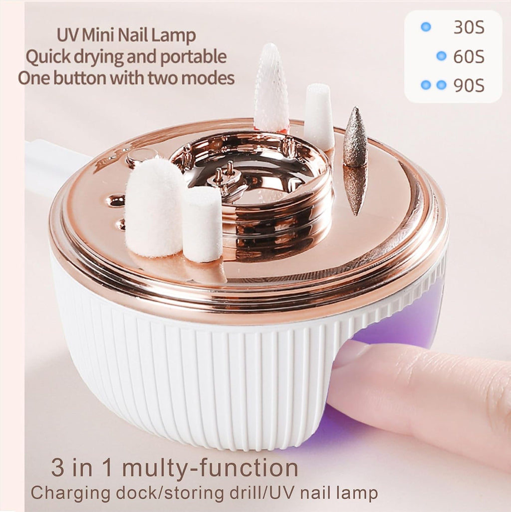 Nail Drill, Electric Nail File Professional - Nail Filer with U V Lamp for Acrylic Gel Nails, Cordless Nail Drill