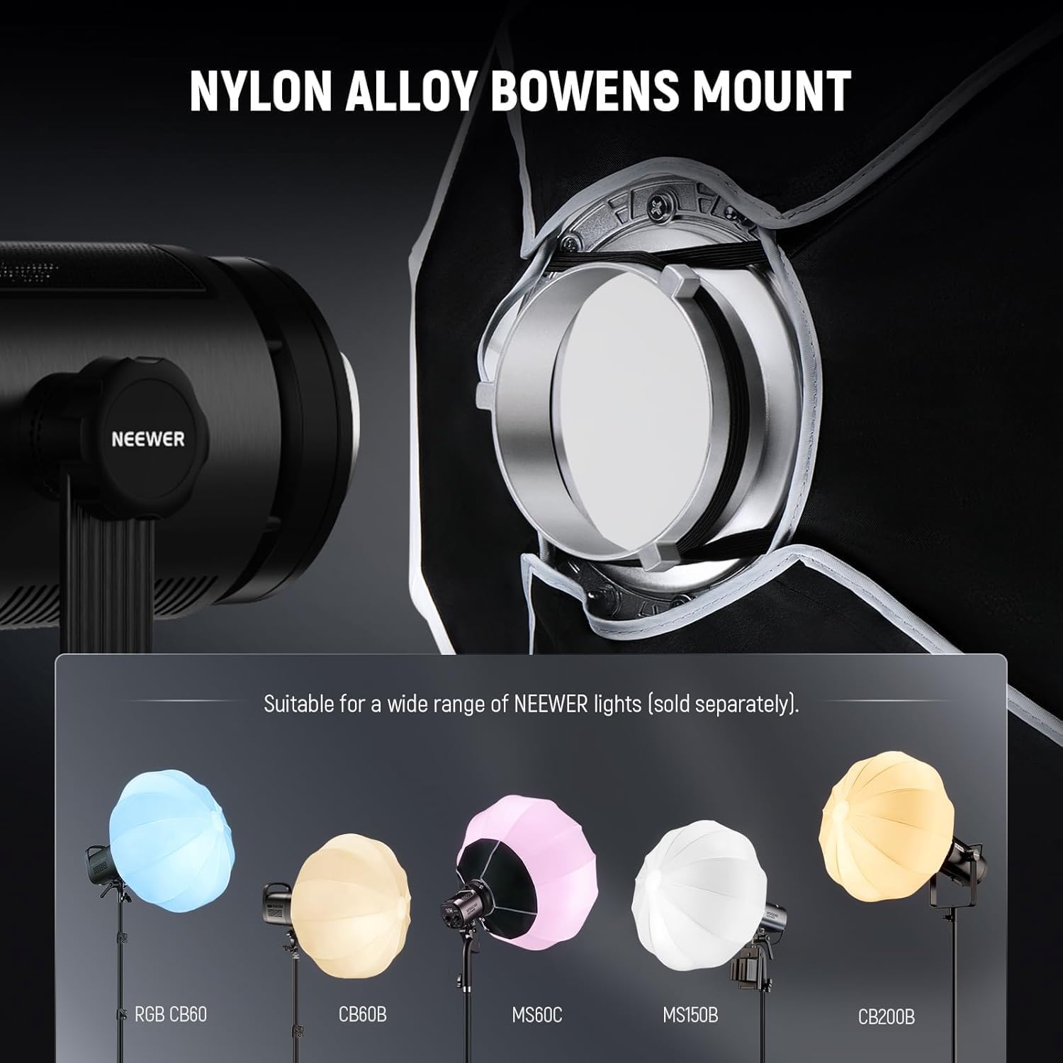 Basics Lantern Softbox, 26" Quick Release 360° Light Diffuser Bowens Mount Nylon Alloy Soft Box for Continuous