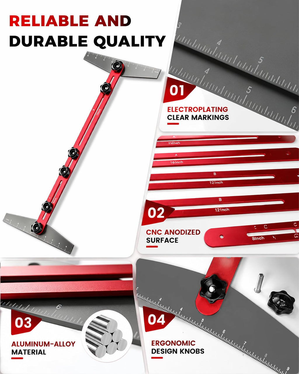 Stair Tread Template Tool, Adjustable 8-60 Inch, Woodworking Tools
