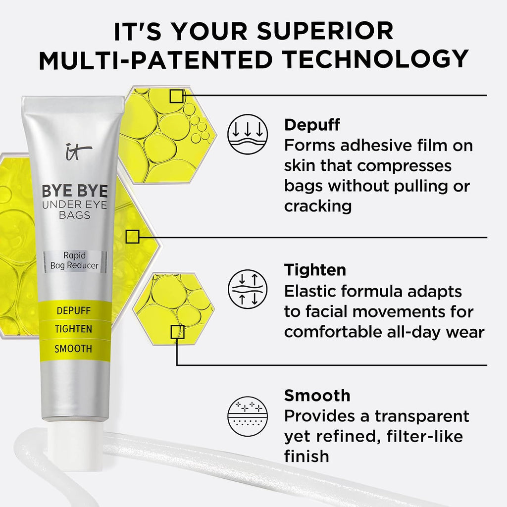 IT Cosmetics Bye Bye Under Eye Bags Daytime Treatment - Temporary Eye Bag Reducer & Undereye Corrector, Smooths &