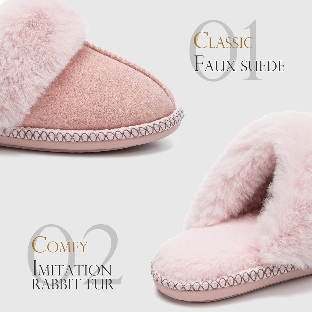 Fuzzy Slippers for Women Memory Foam House Shoes Warm Gifts | Fluffy Slippers,Cozy,Faux Fur,Anti-Skid,Soft,House