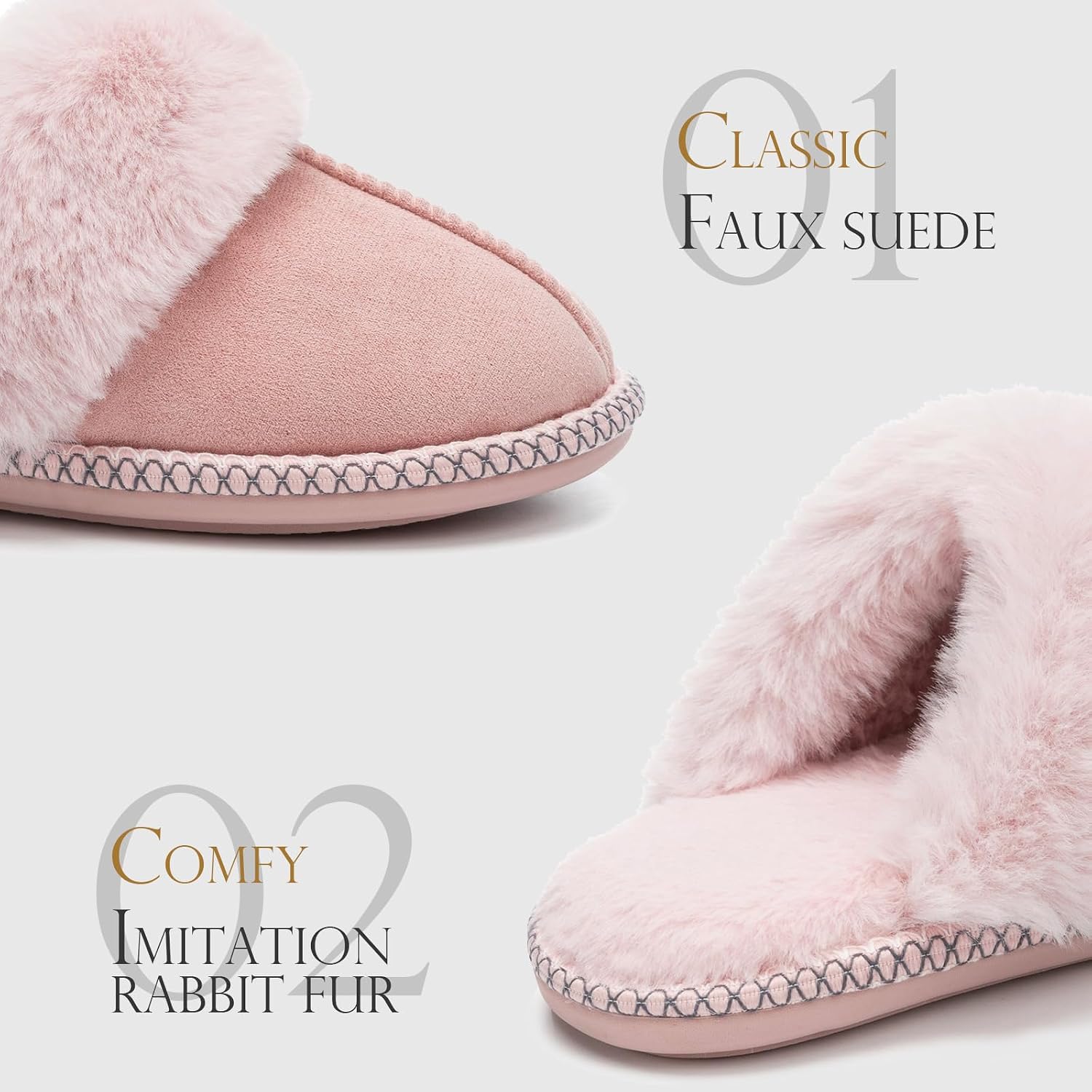 Fuzzy Slippers for Women Memory Foam House Shoes Warm Gifts | Fluffy Slippers,Cozy,Faux Fur,Anti-Skid,Soft,House