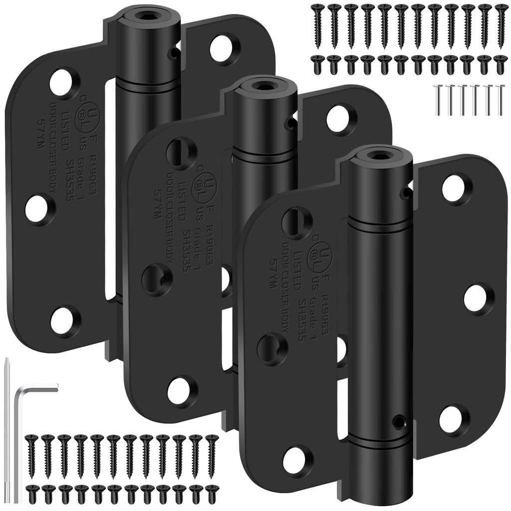 3.5 Inch Self Closing Door Hinges, 5/8" Radius Corners Spring Loaded Hings