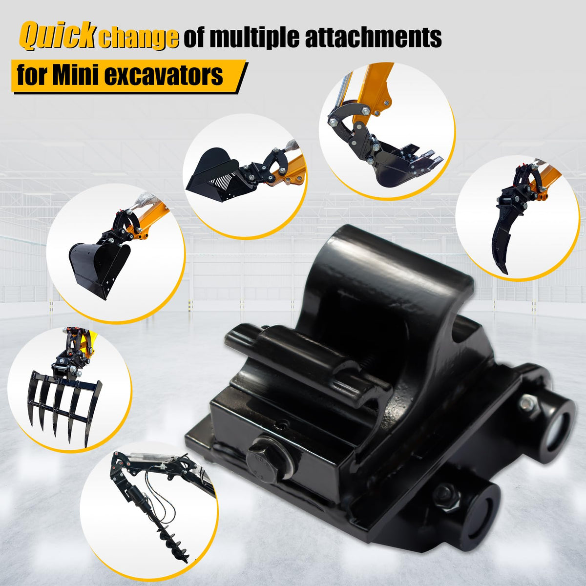 MMS Quick Change Hitch for Mini Excavators, Quick Connect Attachments Mechanical, Quick Hitch Coupler Fit for 0.8-1.8 Tons