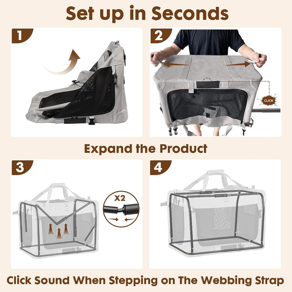 Extra Large Cat Carrier for 2 Cats, Grey, X-Large