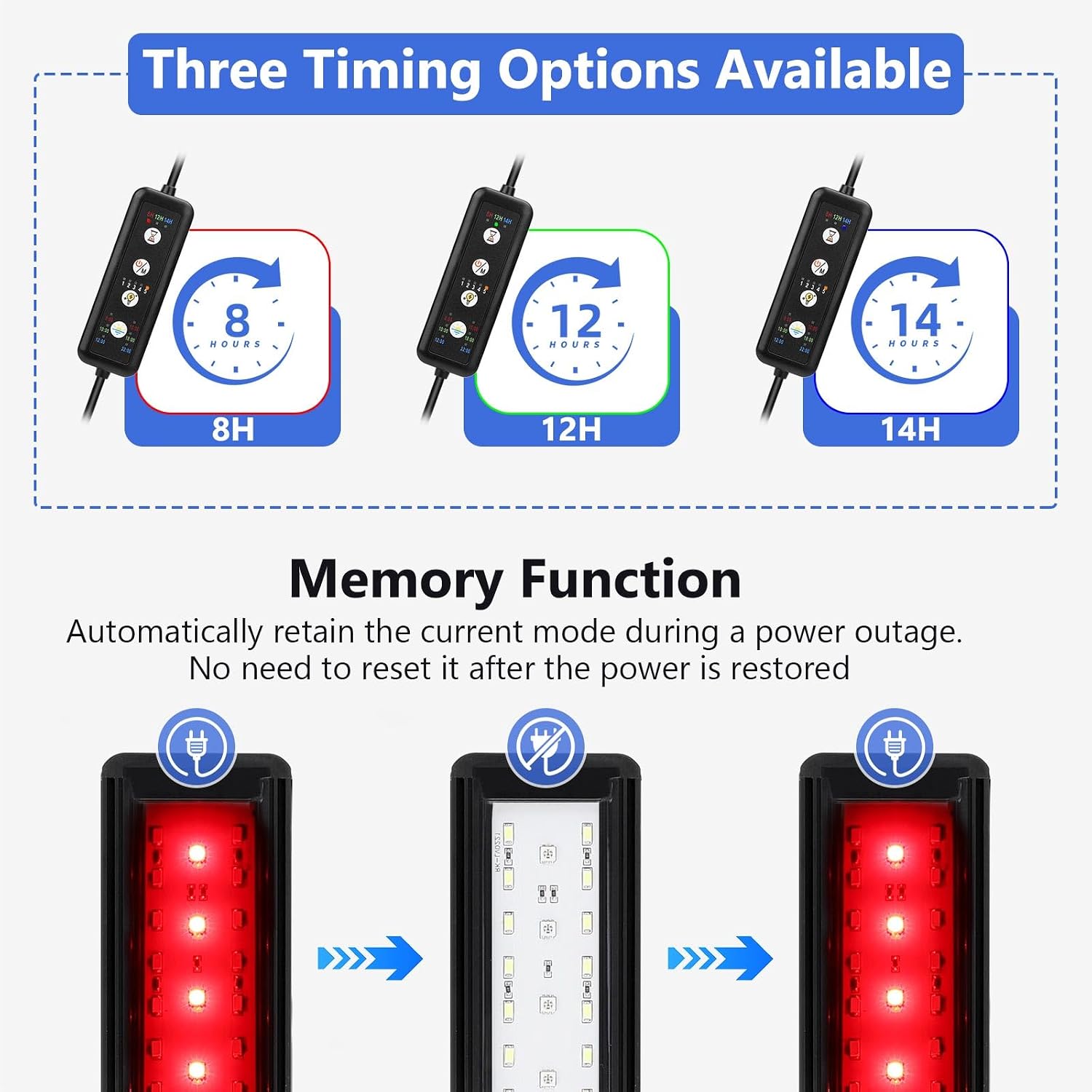 Clip On Aquarium Light, 24/7 Mode Fish Tank Light with Timer | Full Spectrum Aquarium Light Simulate