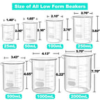 250mL Glass Beaker, 6 Pcs, Borosilicate Glass