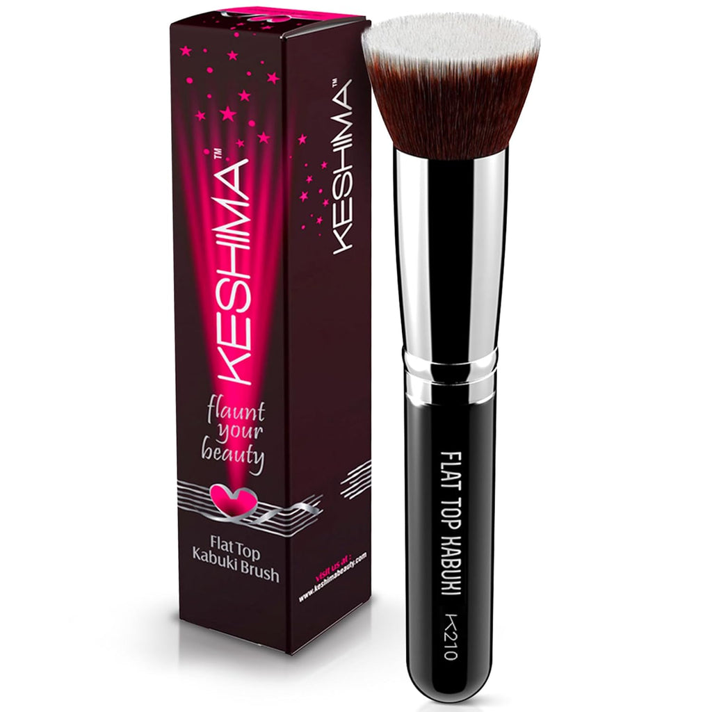 Flat Top Kabuki Foundation Brush By KESHIMA, Premium Makeup Brush | For Liquid, Cream, and Powder - Buffing