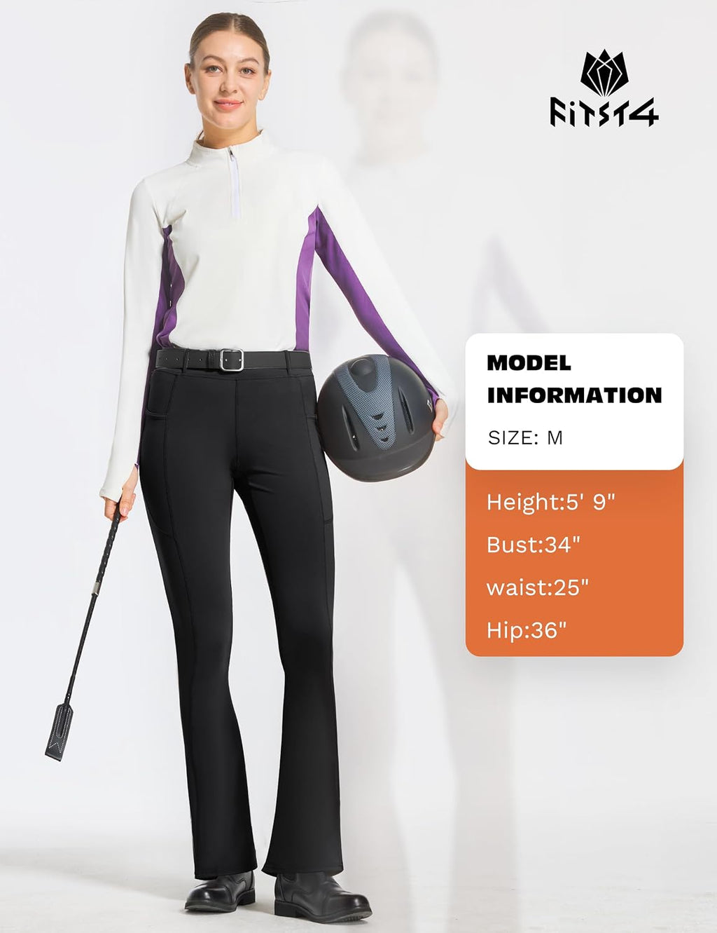 Women's Full Seat Horse Riding Pants Bootcut Riding Tights with Pockets Equestrian Breeches for Women