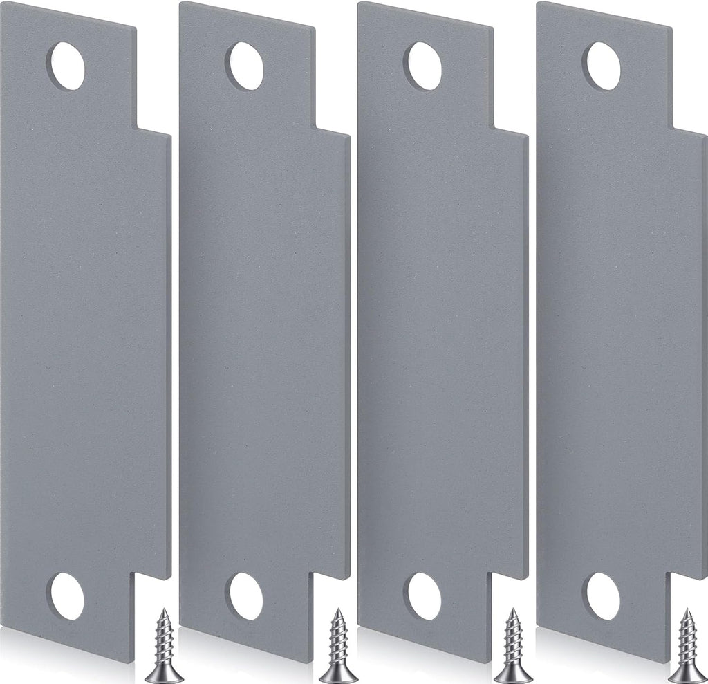 4 Pcs Door Strike Plate Filler with Screws, Carbon Steel, Gray | T-shaped Blank Strike Plate, 4-7/8 x 1-1/4 In, with