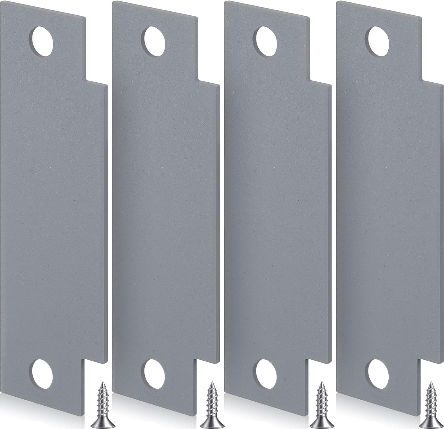 4 Pcs Door Strike Plate Filler with Screws, Carbon Steel, Gray | T-shaped Blank Strike Plate, 4-7/8 x 1-1/4 In, with