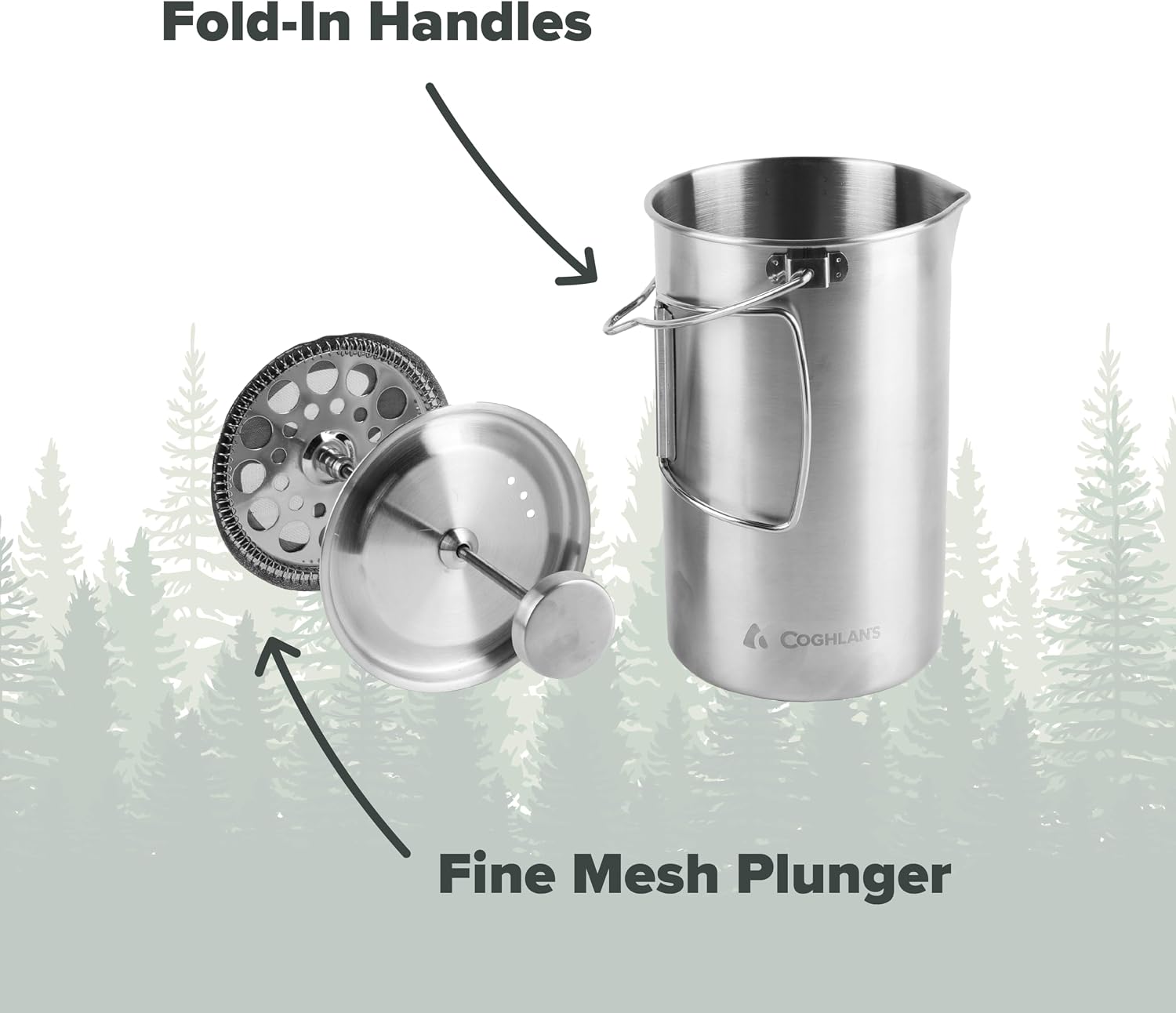 Stainless Steel French Press Coffee Maker – 4-Cup (32 oz), Campfire & Stovetop Safe, Portable & Durable – Fine Mesh