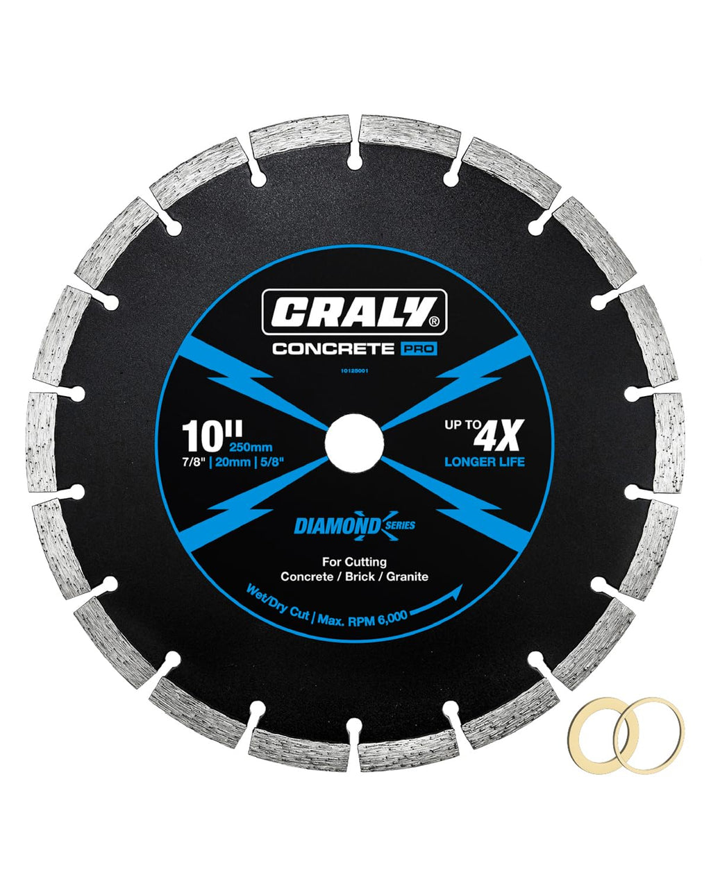 10 Inch Segmented Diamond Blade, 7/8 in Arbor, 10'' General Purpose Diamond Stone Blade for Angle Grinder, Mitre Saw