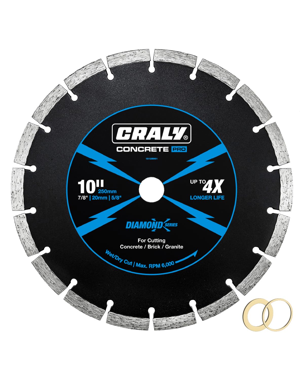 10 Inch Segmented Diamond Blade, 7/8 in Arbor, 10'' General Purpose Diamond Stone Blade for Angle Grinder, Mitre Saw