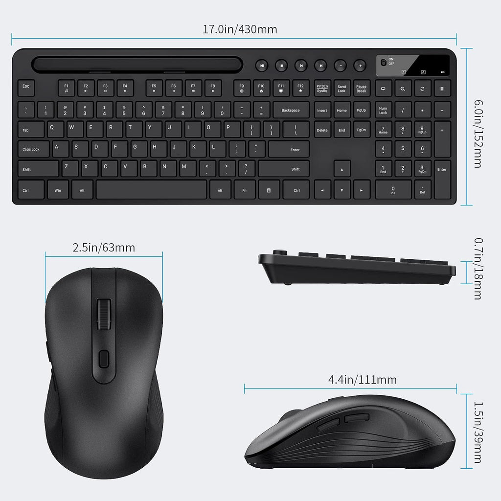 Wireless Keyboard and Mouse Combo, MARVO 2.4G Ergonomic Wireless Computer Keyboard with Phone Tablet Holder, Silent