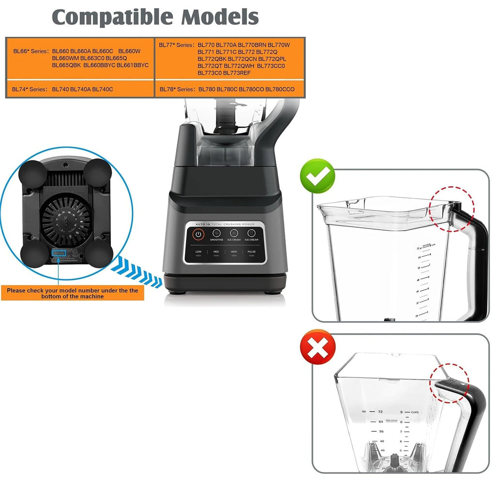 Replacement Lid compatible with Ninja BL660/770/740/780/772Q/773CC0/665Q,replacement Locking Cover for Blender