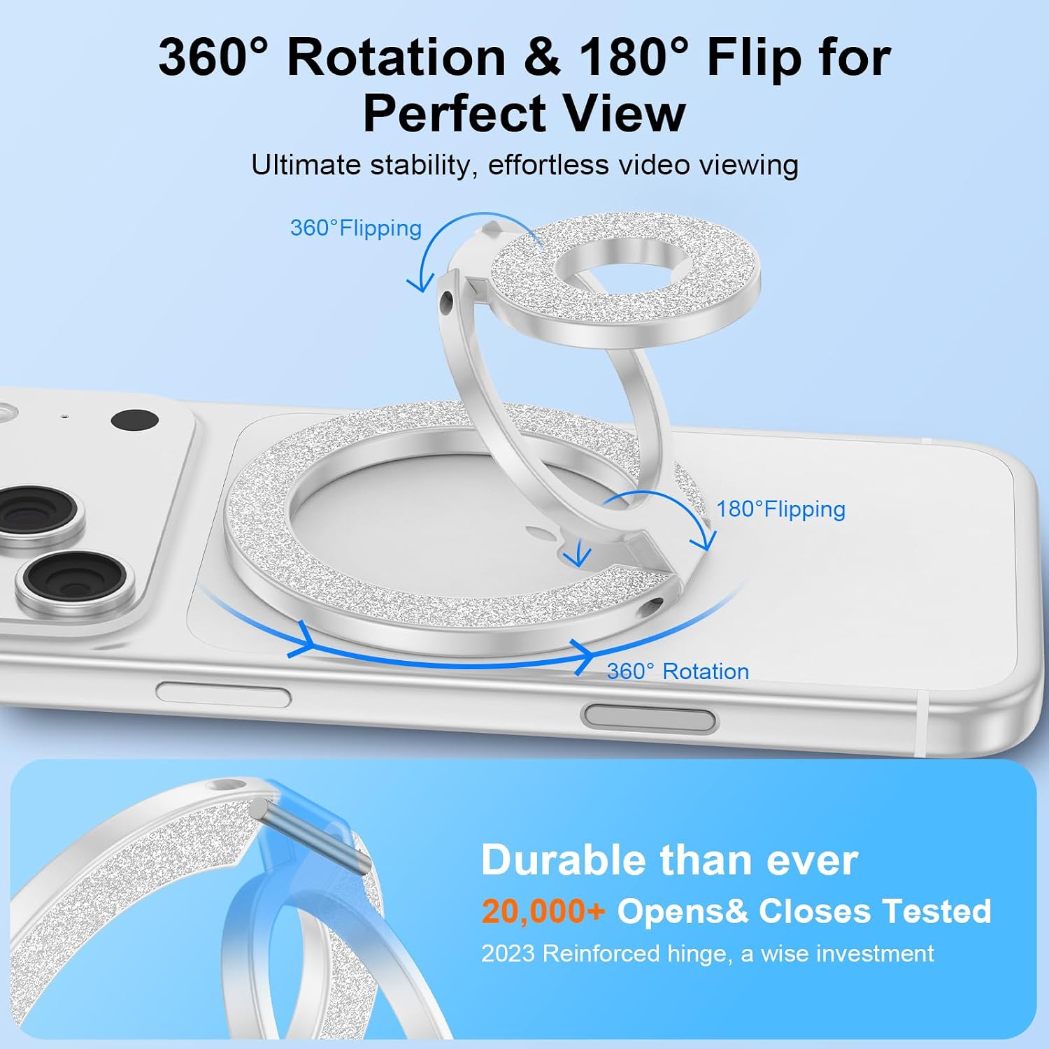 Magnetic Finger Phone Grip Holder Dual-Sided Magnet Gym Finger Ring Loop Adjustable MagSafe Finger Ring for iPhone 17