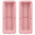 Blue Ginkgo Over Sink Colander, Extendable Kitchen Strainer, 2-Pack, Pink