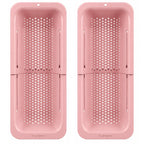 Blue Ginkgo Over Sink Colander, Extendable Kitchen Strainer, 2-Pack, Pink