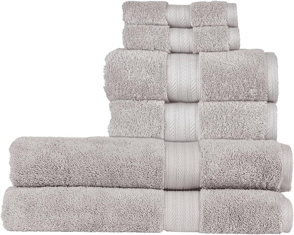 Renaissance 6 Piece Gray Towel Set | 100% Egyptian Cotton | Luxury Bathroom Towels | Soft and Super Absorbent | 675