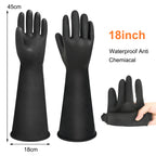 18" Chemical Resistant Gloves, Black Heavy Duty Rubber Gloves
