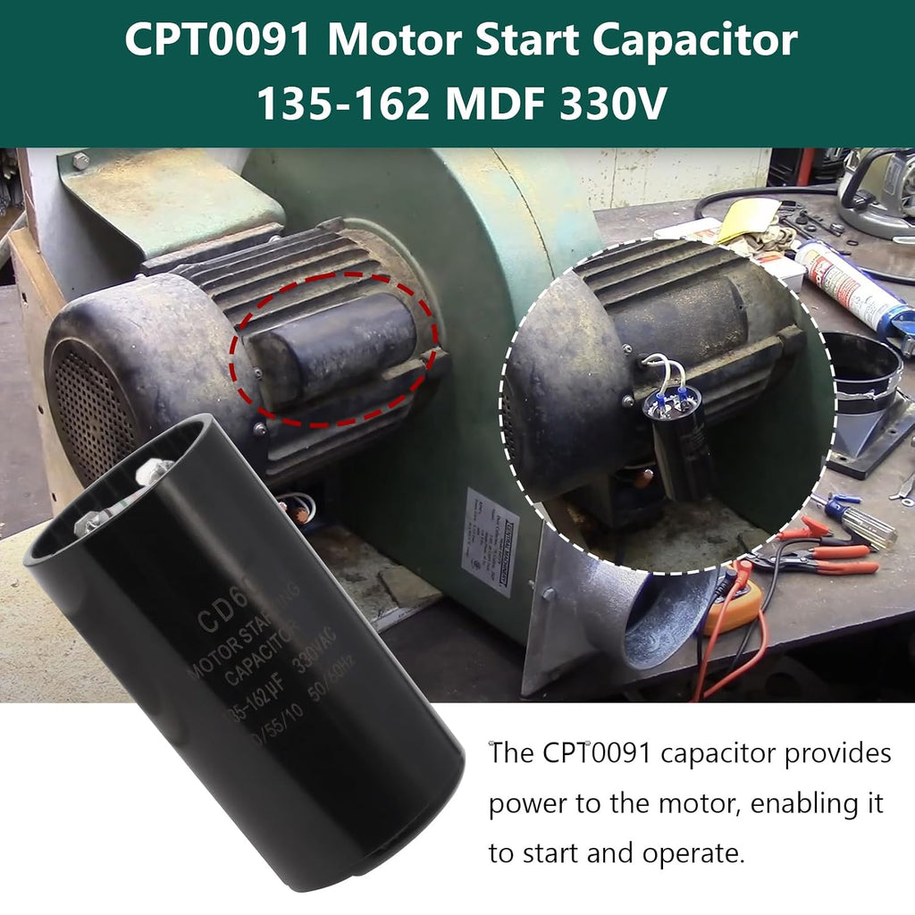 CPT0091 Motor Start Capacitor 135-162 MDF 330V Compatible with Trane American Standard Replace CPT0091 CPT00091