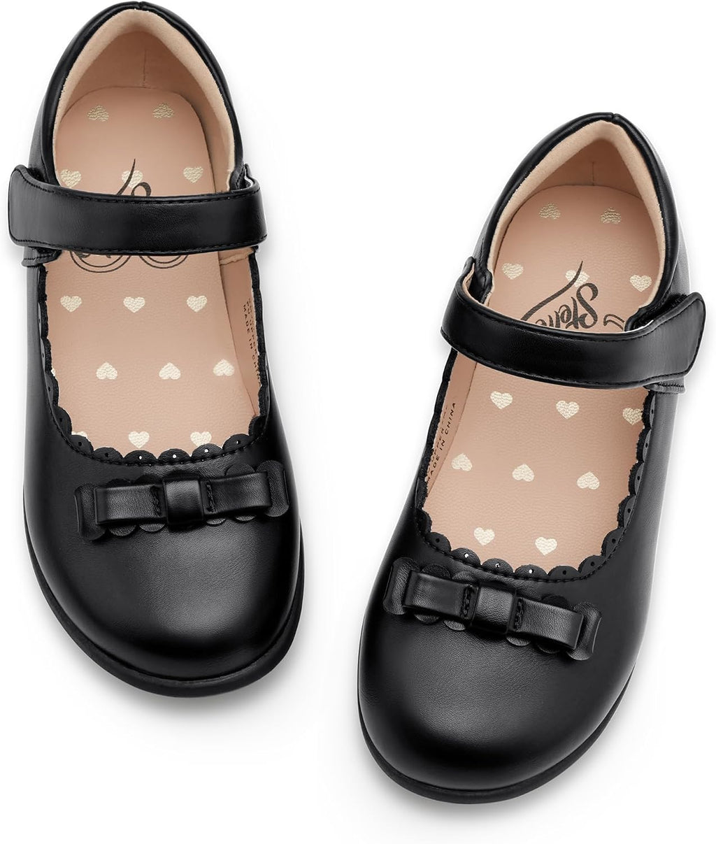 School Shoes for Girls Bow Mary Jane Dress Shoes | Scalloped edge detail, Cushioned insole, Flexible outsole