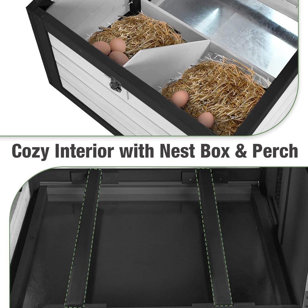 Mobile Chicken Coop Wooden with Wheels, Expandable Outdoor Chicken Tractor with Nesting Box & Pull-Out Tray