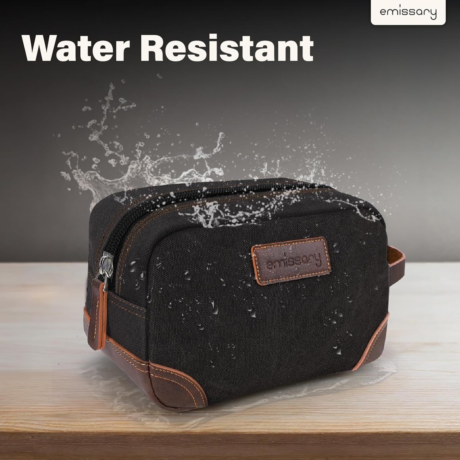 Men's Toiletry Bag, Leather and Canvas Travel Toiletry Bag, Dopp Kit for Men, Travel Bathroom Bag Men's Shaving Kit