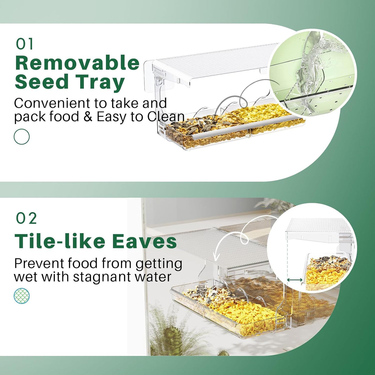 Window Bird Feeder for Outdoors, Clear Bird Feeders Window Mounted
