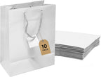 Novel Box White Gift Bags with Handles 10 Pack 4.75x3.25x6.75 Inches