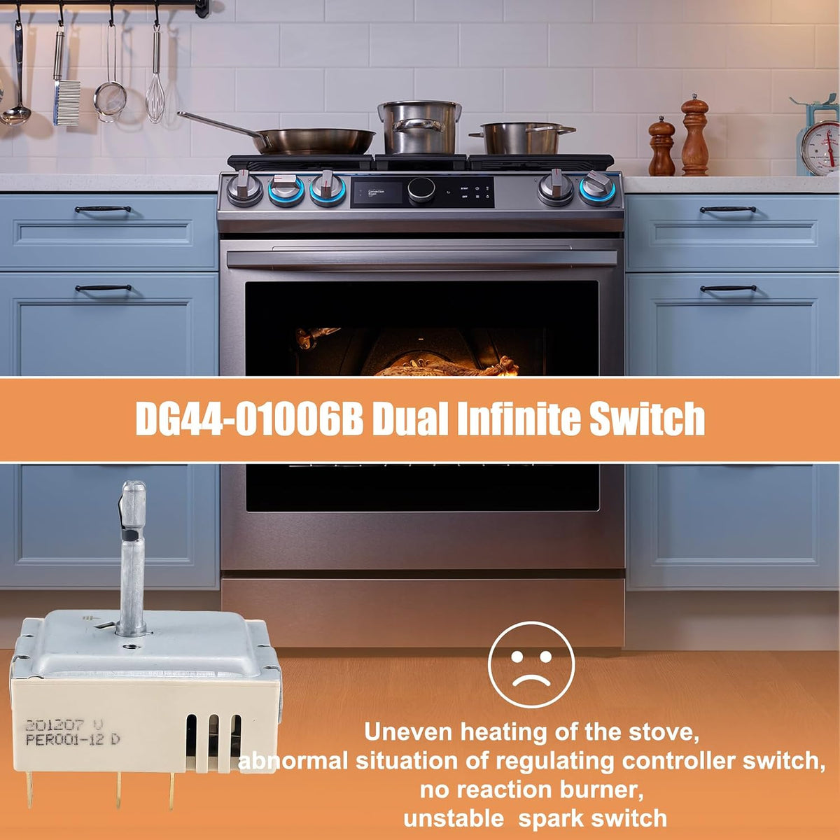 DG44-01006B PER001-12D Dual Infinite Switch Compatible with Samsung Range