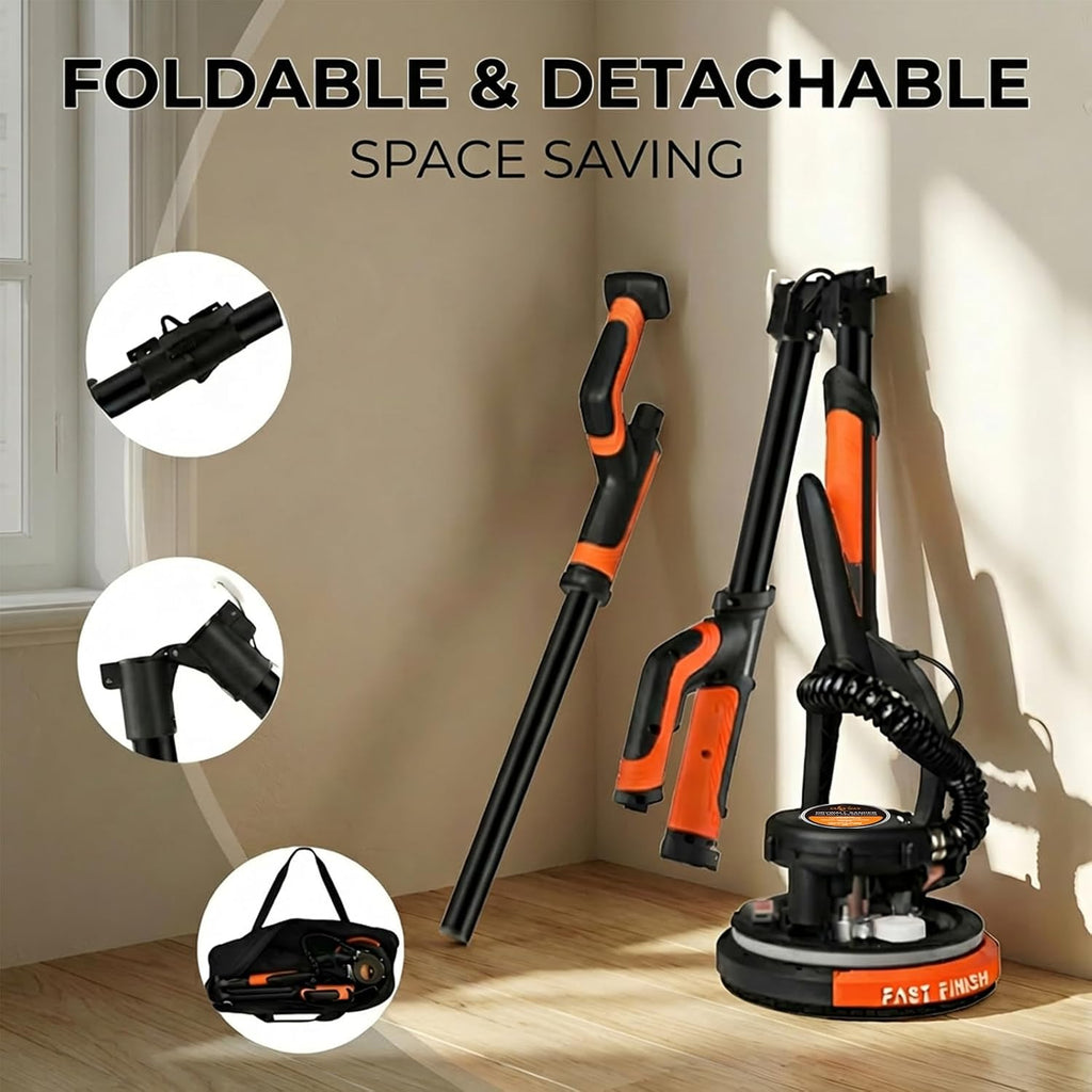 Drywall Sander with Vacuum, 780W 7-Speed Popcorn Ceiling Removal Tool | 95% Dust-Free, LED Light, 5.5ft Telescoping
