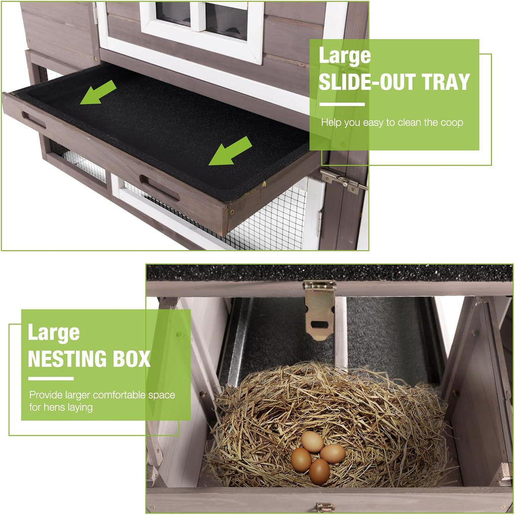 Mobile Chicken Coop with Wheels Expandable Chicken Tractor Outdoor Hen House for 2-4 Chickens 67.3" L(Brown)