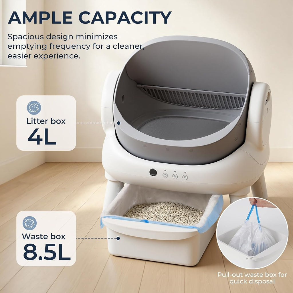 Automatic Litter Box,Open Top Self Cleaning Litter Box Grey