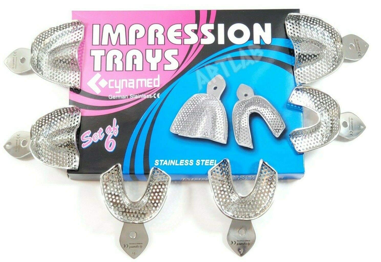 Premium German Dental Autoclavable Metal Impression Trays Stainless Steel Upper Lower Dental Perforated Impression