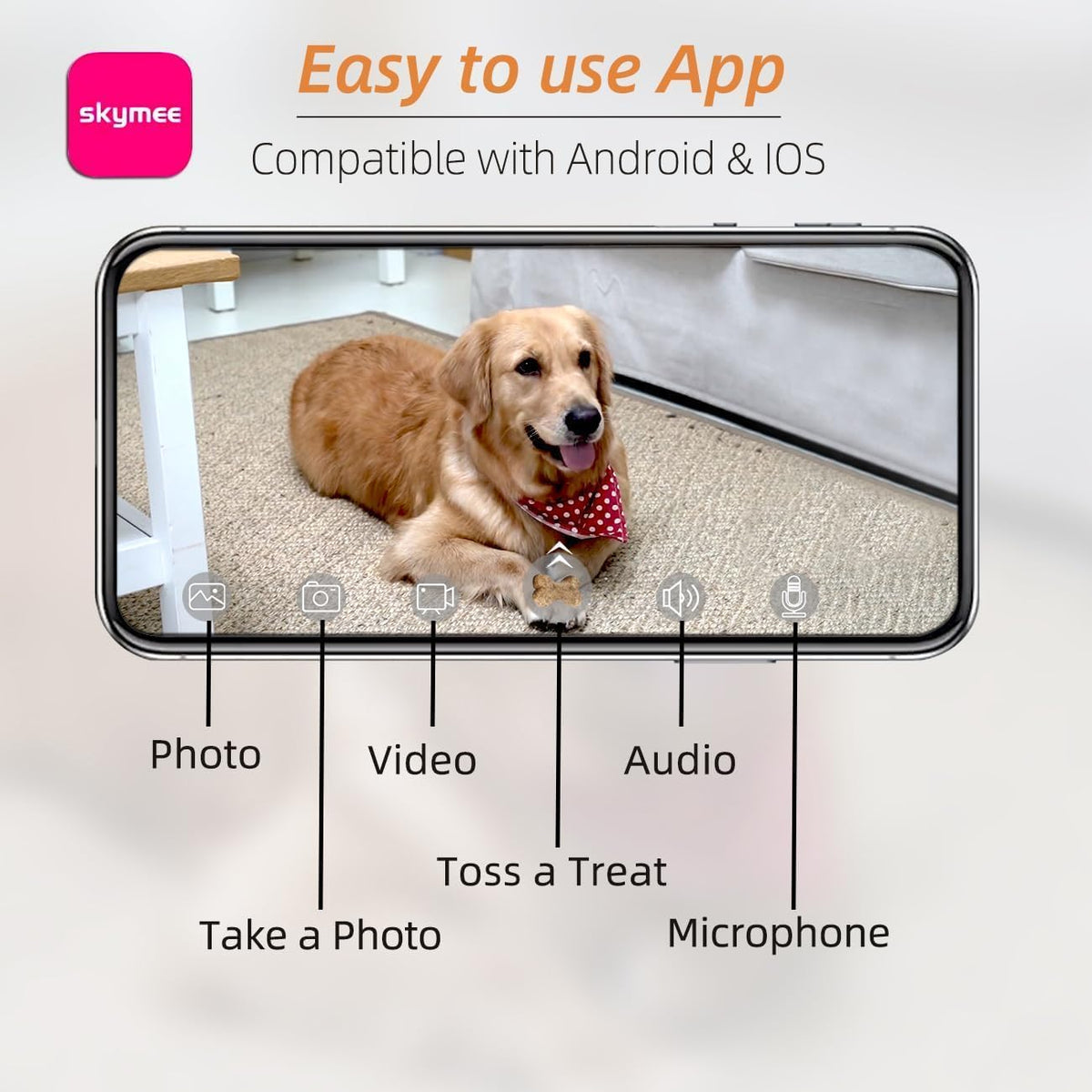 Dog Camera Treat Dispenser, WiFi Remote Pet Camera with Two-Way Audio and Night Vision, Compatible with Alexa