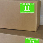 This Side Up Fluorescent Shipping Label Stickers-2" X 3" This Side Up Warning Stickers for Shipping and Packing-300
