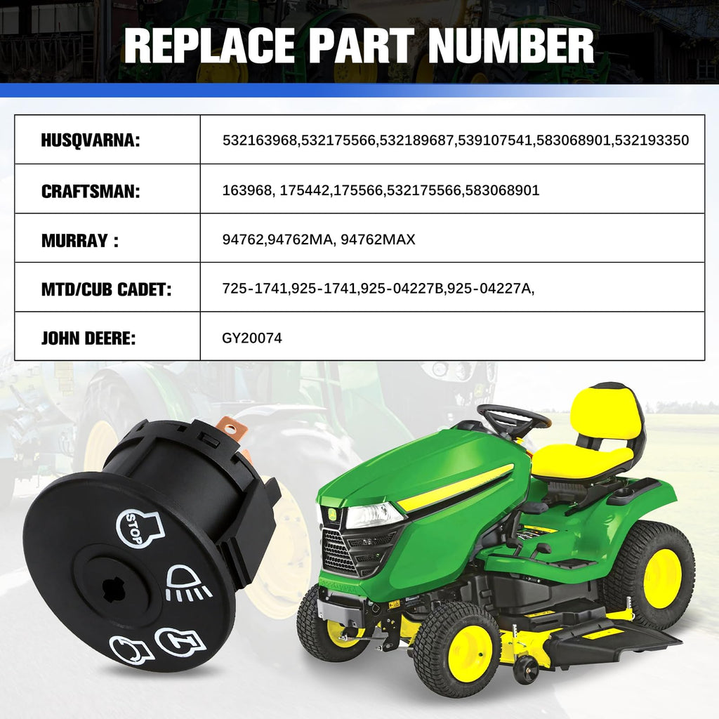 Lawn Mower Ignition Switch Key for John Deere L110 L111 L120 L100 L118